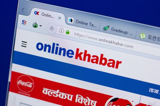 Ryazan, Russia - June 17, 2018: Homepage of OnlineKhabar website on the display of PC, url - OnlineKhabar.com.
