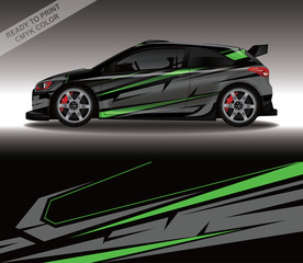 Obraz na płótnie Canvas Car wrap decal design vector, custom livery race rally car vehicle sticker and tinting.