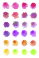 Watercolor round elements. Set of multicolored aquarelle circles for packaging, banners, flyers, cards, logos