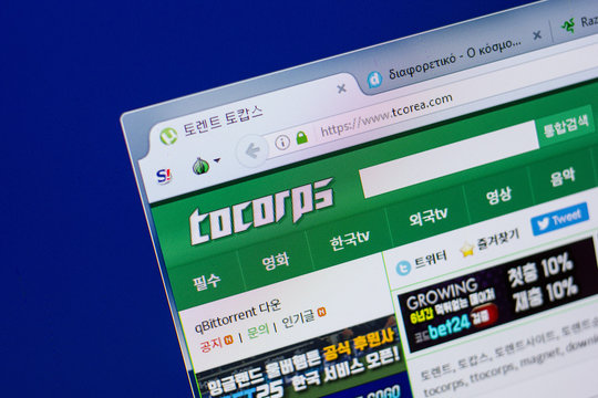 Ryazan, Russia - June 17, 2018: Homepage of Tcorea website on the display of PC, url - Tcorea.com.