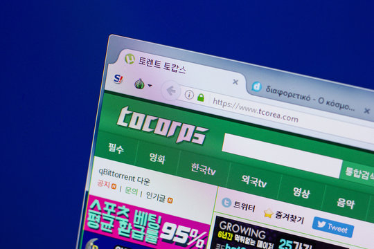 Ryazan, Russia - June 17, 2018: Homepage of Tcorea website on the display of PC, url - Tcorea.com.