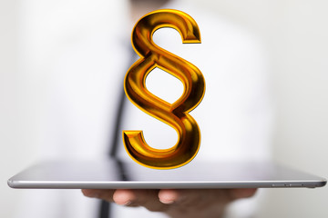 paragraph law sign digital in hand 3d
