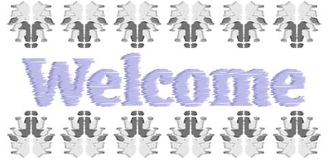 Welcome Sign Design Illustration. Decoration banner invitation in abstract ikat elements.