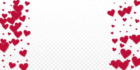 Red heart love confettis. Valentine's day border u
