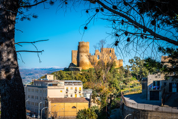 View of Mazzarino Medieval Castle with a Natural Frame, Caltanissetta, Sicily, Italy, Europe