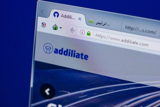 Ryazan, Russia - June 17, 2018: Homepage of Addiliate website on the display of PC, url - Addiliate.com.