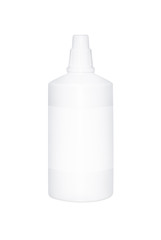White plastic bottle for hydrogen peroxide isolated on white background