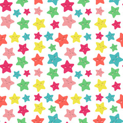 colored stars seamless background pattern. smile. multi-colored and stylish
