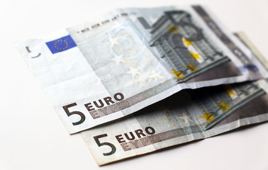 Five euros. Money. Paper notes. Business and finance.