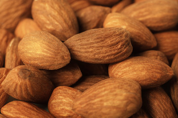 almonds on wooden background