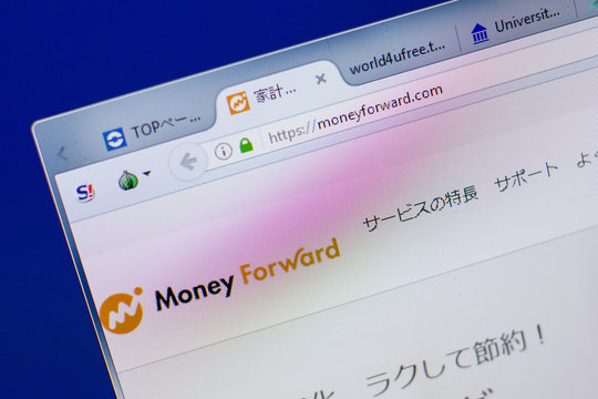 Ryazan, Russia - June 17, 2018: Homepage of MoneyForward website on the display of PC, url - MoneyForward.com.