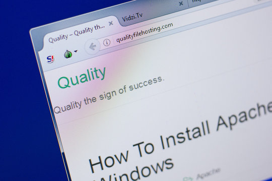Ryazan, Russia - June 17, 2018: Homepage of QualityFileHosting website on the display of PC, url - QualityFileHosting.com.
