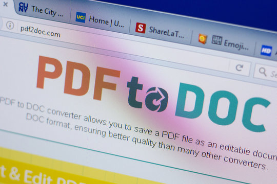 Ryazan, Russia - June 17, 2018: Homepage of Pdf2Doc website on the display of PC, url - Pdf2Doc.com.