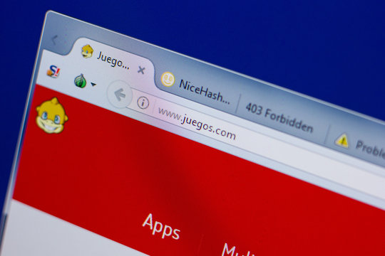 Ryazan, Russia - June 17, 2018: Homepage of Juegos website on the display of PC, url - Juegos.com.