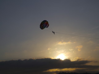 Parasailing at Patong Phuket Thailand at Sunset beautiful colours