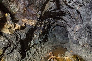 Underground emerald mine tunnel