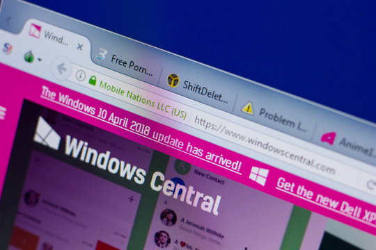 Ryazan, Russia - June 17, 2018: Homepage of WindowsCentral website on the display of PC, url - WindowsCentral.com.