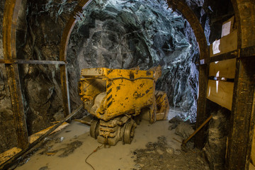 Gold mine tunnel with loading machine eimco