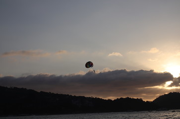 Parasailing at Patong Phuket Thailand at Sunset beautiful colours