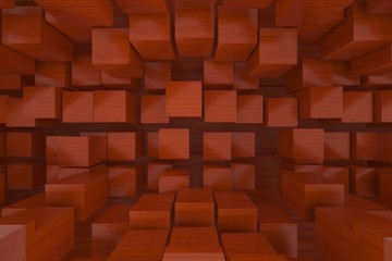 3d rendering of backgrounds abstract. Red wooden box.