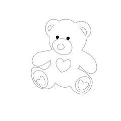 Vector illustration of hand drawn outline bear with heart Ink drawing, beautiful animal design elements Funny illustration Valentine's Day toy on isolated white background