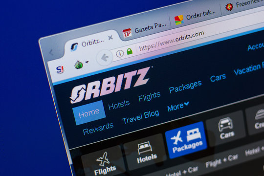 Ryazan, Russia - June 17, 2018: Homepage of Orbitz website on the display of PC, url - Orbitz.com.