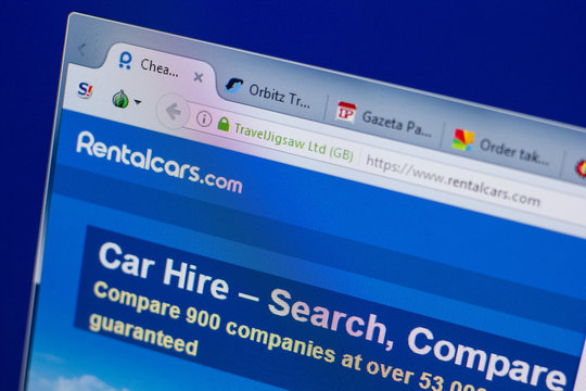 Ryazan, Russia - June 17, 2018: Homepage of Rentalcars website on the display of PC, url - Rentalcars.com.