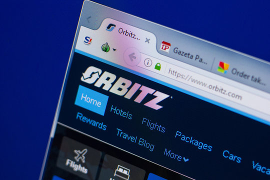 Ryazan, Russia - June 17, 2018: Homepage of Orbitz website on the display of PC, url - Orbitz.com.