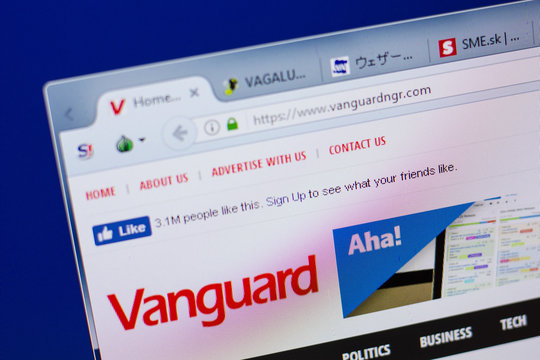 Ryazan, Russia - June 17, 2018: Homepage of VanGuardngr website on the display of PC, url - VanGuardngr.com.