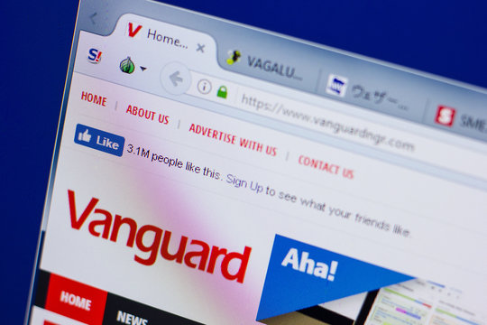 Ryazan, Russia - June 17, 2018: Homepage of VanGuardngr website on the display of PC, url - VanGuardngr.com.