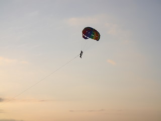 Parasailing at Patong Phuket Thailand at Sunset beautiful colours