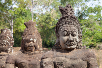 Fototapeta na wymiar Siem Reap, Cambodia, January 8, 2020: Angkor Thom South Gate - Angkor Wat