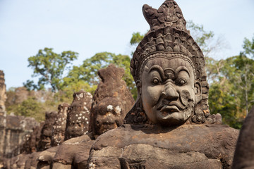 Obraz premium Siem Reap, Cambodia, January 8, 2020: Angkor Thom South Gate - Angkor Wat