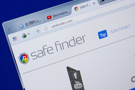 Ryazan, Russia - June 17, 2018: Homepage of SafeFinder website on the display of PC, url - SafeFinder.com.
