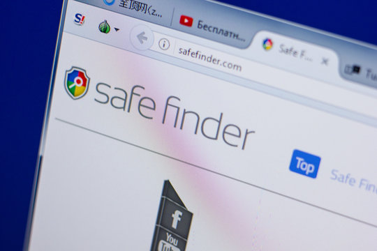 Ryazan, Russia - June 17, 2018: Homepage of SafeFinder website on the display of PC, url - SafeFinder.com.