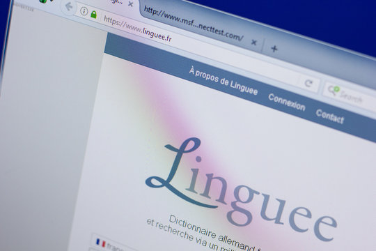 Ryazan, Russia - June 17, 2018: Homepage of Linguee website on the display of PC, url - Linguee.fr.