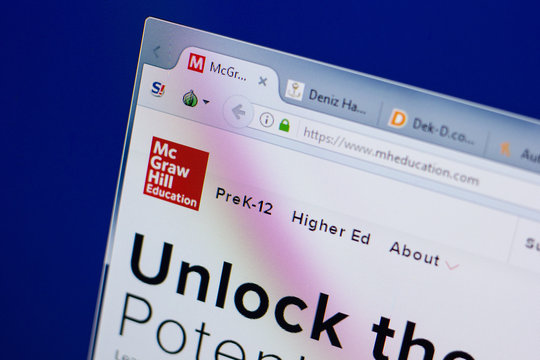 Ryazan, Russia - June 17, 2018: Homepage of MHEducaton website on the display of PC, url - MHEducaton.com.