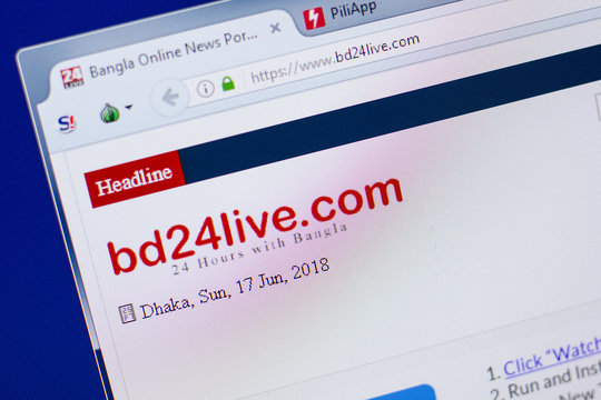Ryazan, Russia - June 17, 2018: Homepage of BD24live website on the display of PC, url - BD24live.com.