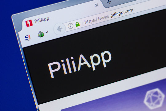 Ryazan, Russia - June 17, 2018: Homepage of Piliapp website on the display of PC, url - Piliapp.com.