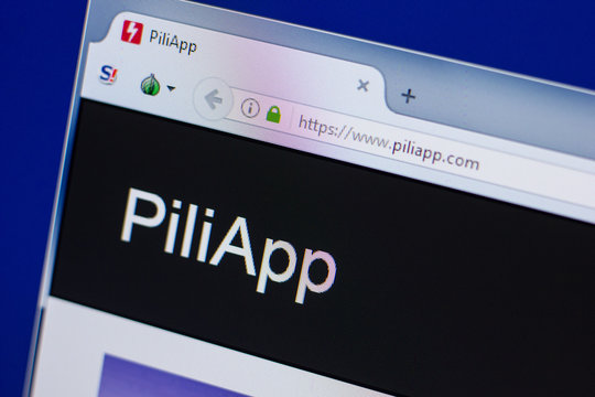 Ryazan, Russia - June 17, 2018: Homepage of Piliapp website on the display of PC, url - Piliapp.com.