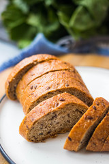 Brown rye unleavened bread slices. Healthy vegan food and healthy diet.