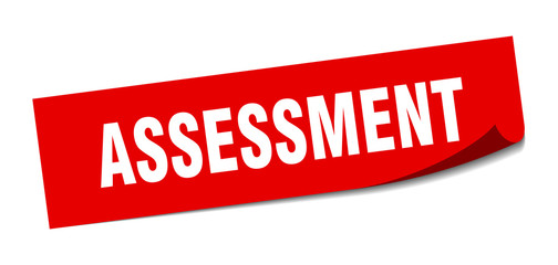 assessment sticker. assessment square sign. assessment. peeler