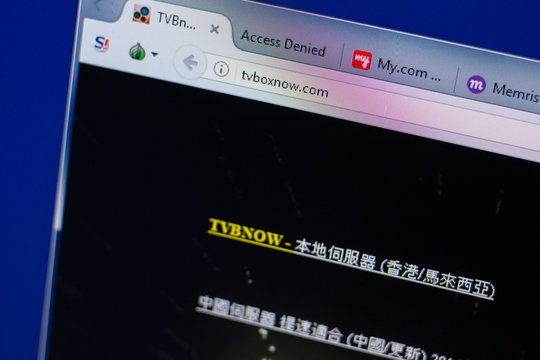 Ryazan, Russia - June 17, 2018: Homepage of TvBoxNow website on the display of PC, url - TvBoxNow.com.