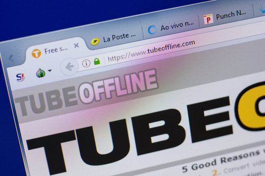 Ryazan, Russia - June 17, 2018: Homepage of TubeOffline website on the display of PC, url - TubeOffline.com.