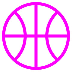 Basketball sign icon - purple pink simple outline, isolated - vector