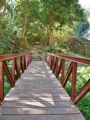 Bridge across a waterfall in chiang mai, Thailand