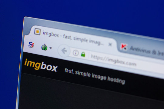 Ryazan, Russia - June 17, 2018: Homepage of ImgBox website on the display of PC, url - ImgBox.com.