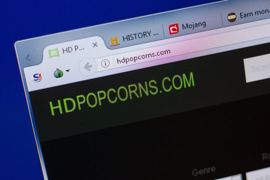 Ryazan, Russia - June 17, 2018: Homepage of HDPopCorns website on the display of PC, url - HDPopCorns.com.