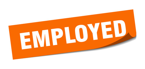 employed sticker. employed square sign. employed. peeler