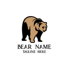 Grizzly bear label - vector illustration. bear logo template.